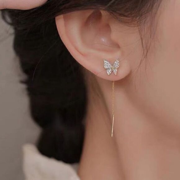 Butterfly Threader Earrings - Picture 3 of 7